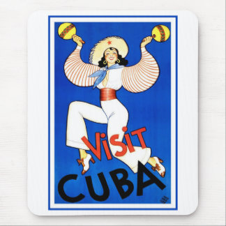 Vintage Travel Poster, Visit Havana Cuba, Maracas Mouse Pad
