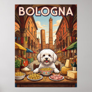 Vintage Travel Posters Bologna Italy Dog Pasta