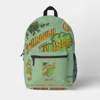 Vintage Travel Railroad Tourist Guide to Ireland Printed Backpack