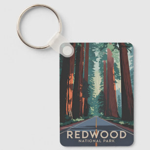 Vintage Travel Redwood National Park Retro Scenic Key Ring