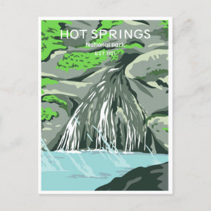 vintage travel retro Hot Springs USA national park Postcard
