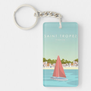vintage travel retro souvenir Saint tropez france Key Ring