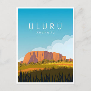vintage travel retro Uluru Australia Australie Postcard