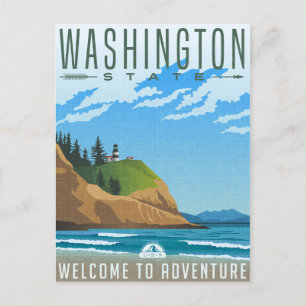 Vintage Travel retro Washington State USA Postcard