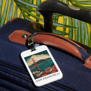 Vintage Travel San Francisco Golden Gate Bridge Luggage Tag