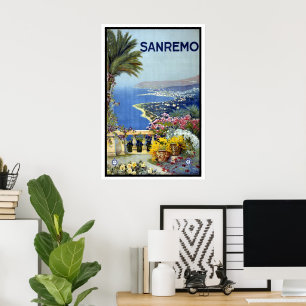 Vintage Travel, San Remo, Italy, Italian Riviera Poster