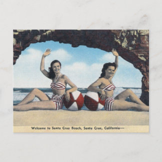 Vintage Travel - Santa Cruz California Beach Postcard