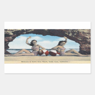 Vintage Travel - Santa Cruz California Beach Rectangular Sticker
