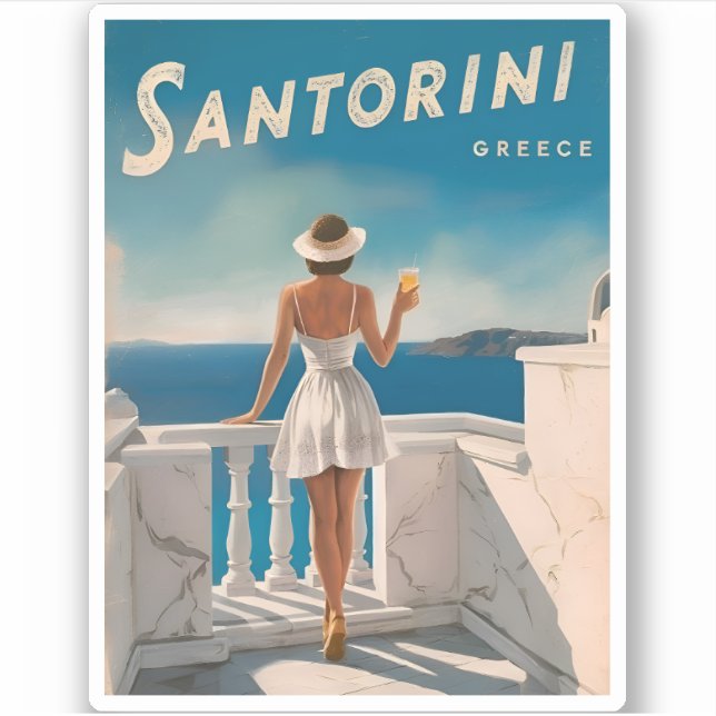 Vintage Travel Santorini Greece Retro Scenic (Front)