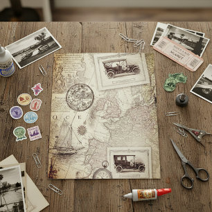 Vintage travel scrapbook paper
