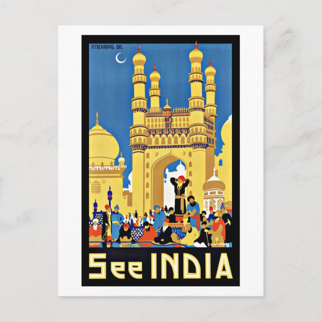 Vintage Travel See India Aisa Postcard (Front)