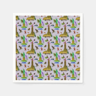 Vintage Travel Skyline New York Liberty Autumn Napkin