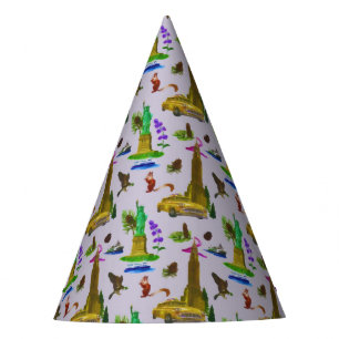 Vintage Travel Skyline New York Liberty Autumn Party Hat