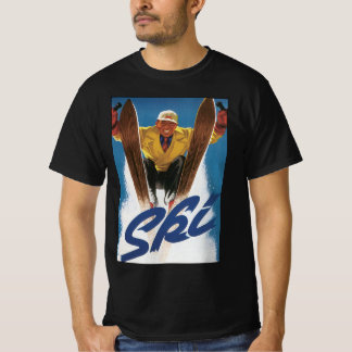 Vintage Travel, Sports Skier Skiing in Winter Snow T-Shirt