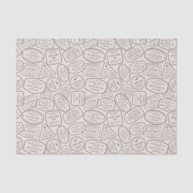 Vintage Travel/Stamps  Tissue Paper (Front)