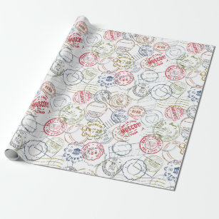 Vintage Travel/Stamps Wrapping Paper