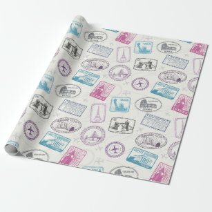 Vintage Travel/Stamps Wrapping Paper