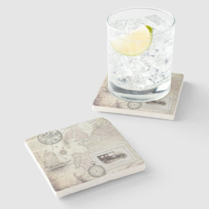 Vintage travel stone coaster