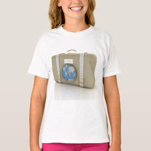Vintage Travel Suitcase Clock World Map T-Shirt