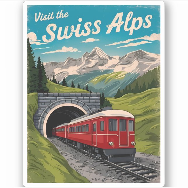 Vintage Travel Swiss Alps Switzerland Retro Scenic (Front)