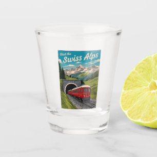 Vintage Travel Swiss Alps Switzerland Retro Scenic Shot Glass