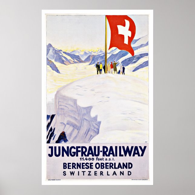 Vintage Travel Switzerland By Jungfrau Railway Poster (Front)