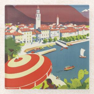 Vintage Travel Switzerland Poster Glass Coaster