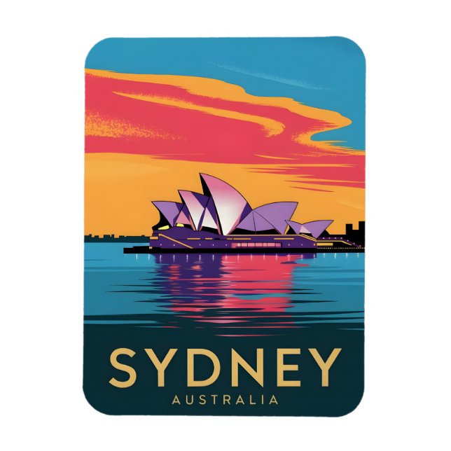 Vintage Travel Sydney Australia Sunset Scenic Magnet (Vertical)