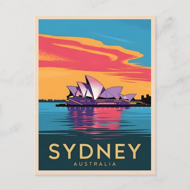 Vintage Travel Sydney Australia Sunset Scenic Postcard (Front)