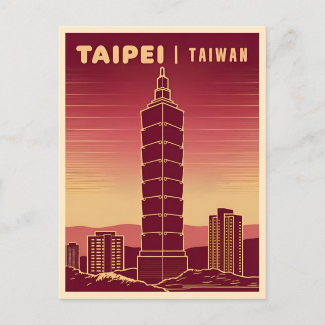 Vintage Travel Taipei 101 Taiwan Retro Scenic Postcard (Front)