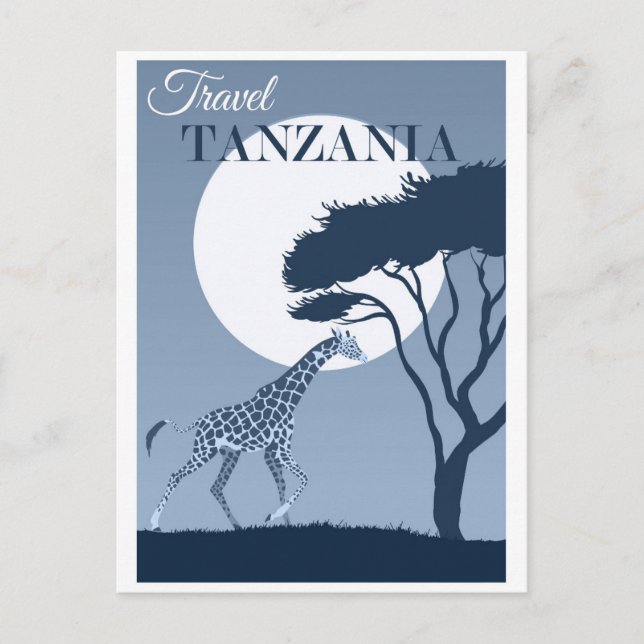 Vintage Travel Tanzania Africa African Giraffe Postcard (Front)
