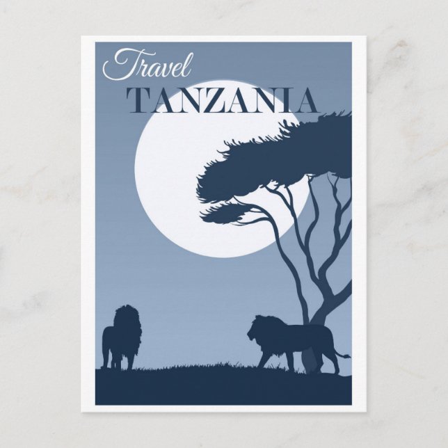 Vintage Travel Tanzania Africa Lion Postcard (Front)