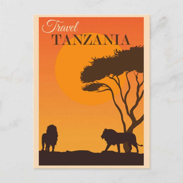 Vintage Travel Tanzania Africa Lion Postcard (Front)