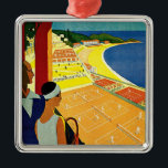 Vintage Travel, Tennis, Sports, Monte Carlo Monaco Metal Tree Decoration<br><div class="desc">Vintage illustration European travel poster or luggage label from Monte Carlo in Monaco featuring a couple holding tennis rackets and watching a tennis tournament near the beach and the beautiful blue Mediterranean Sea. Love and romance on the tennis courts. Monte Carlo is most famous for its casino, Le Grand Casino....</div>