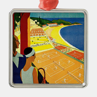 Vintage Travel, Tennis, Sports, Monte Carlo Monaco Metal Tree Decoration