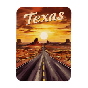 Vintage Travel Texas Landscape Retro Scenic Sunset Magnet