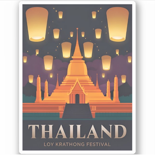 Vintage Travel Thailand Lantern Festival Retro (Front)