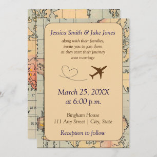Vintage, Travel Themed Wedding Invite