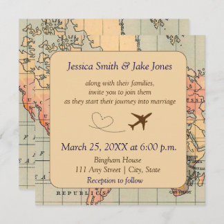 Vintage, Travel Themed Wedding Invite