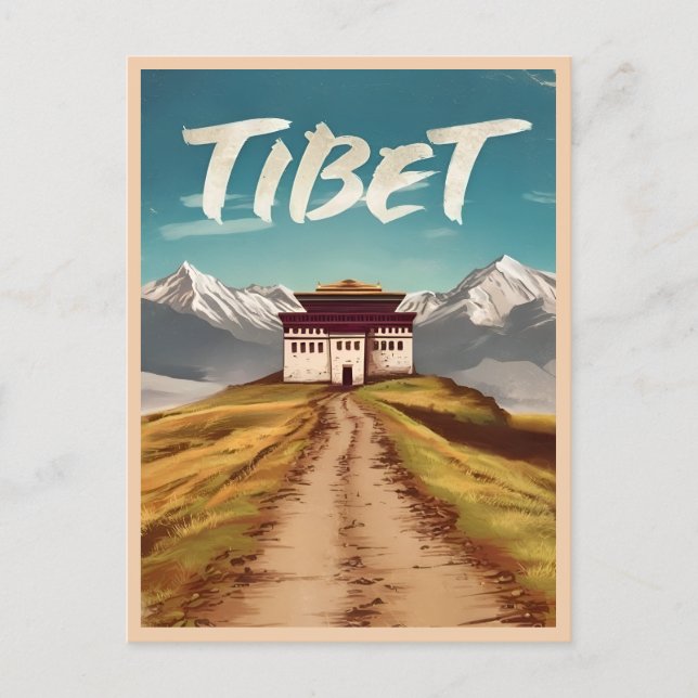 Vintage Travel Tibet Himalayas Retro Scenic Postcard (Front)