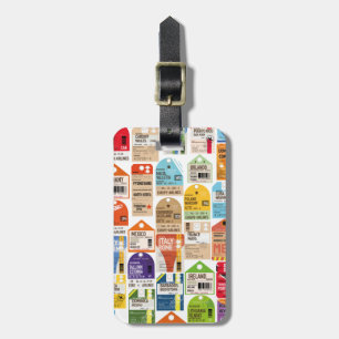 Vintage travel tickets pattern. luggage tag