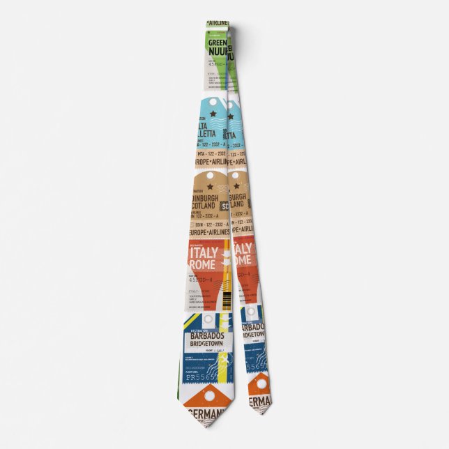 Vintage travel tickets pattern. luggage tag tie (Front)