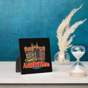 Vintage Travel to Amsterdam Netherlands Logo Plaque