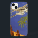 Vintage Travel to Cairo, Eygpt, Biplane Aeroplane Case-Mate iPhone 14 Plus Case<br><div class="desc">Vintage illustration African travel or luggage label from Cairo,  Egypt featuring an old fashioned bi-winged propeller plane flying over the pyramids,  desert and palms trees.</div>
