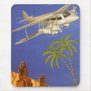 Vintage Travel to Cairo, Eygpt, Biplane Aeroplane Mouse Pad