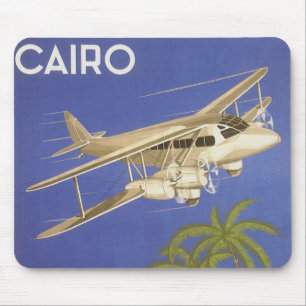 Vintage Travel to Cairo, Eygpt, Biplane Aeroplane Mouse Pad