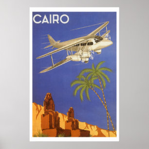 Vintage Travel to Cairo, Eygpt, Biplane Aeroplane Poster