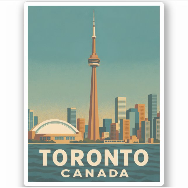 Vintage Travel Toronto Canada Skyline Retro Scenic (Front)