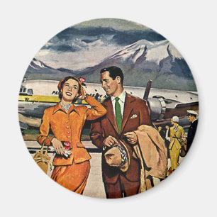 Vintage Travel, Tourists at Panagra Airport Tarmac Magnet
