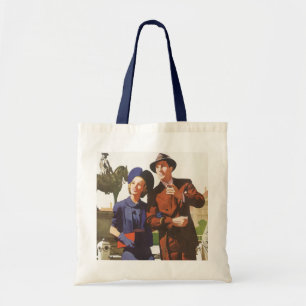 Vintage Travel, Tourists on Vacation Sightseeing Tote Bag